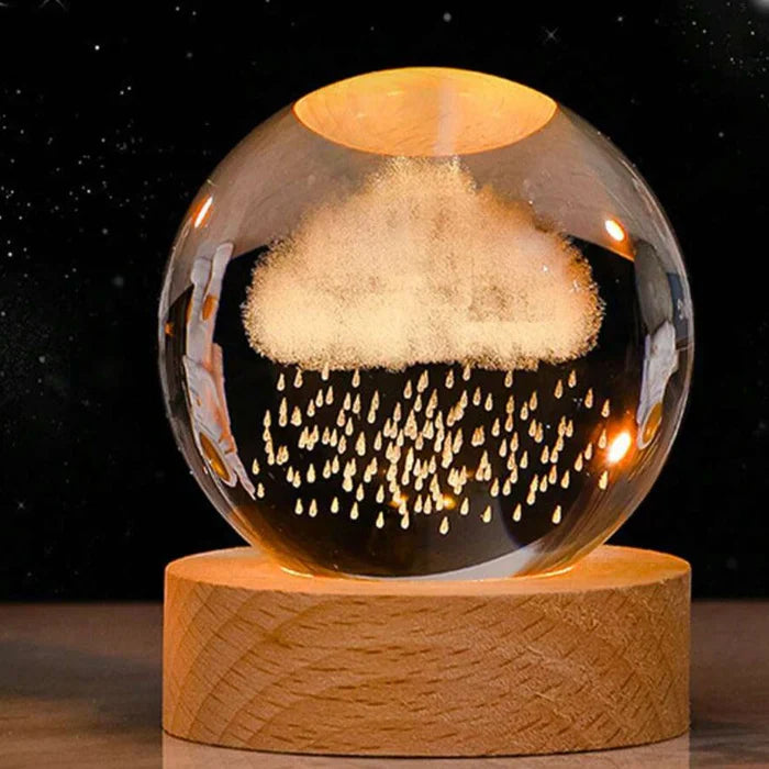 3D crystal ball LED night light close-up of the finish