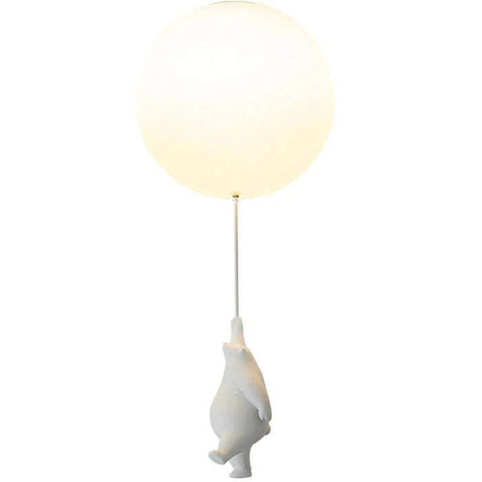 Bear and balloon pendant light with frosted glass shade close-up of the finish