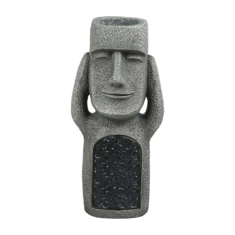 Abstract face planter with solar LED shown from the side