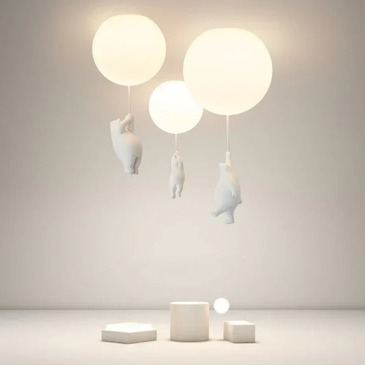 Bear and balloon pendant light with frosted glass shade – Casa & Cosy