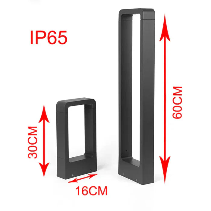 Weatherproof outdoor LED bollard light detail view