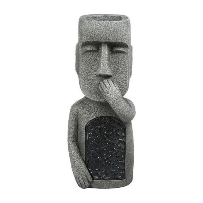 Abstract face planter with solar LED product detail