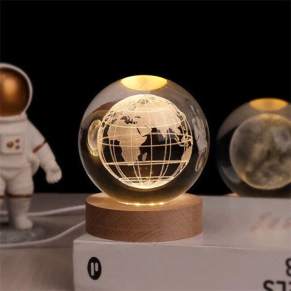 3D crystal ball LED night light shown in use