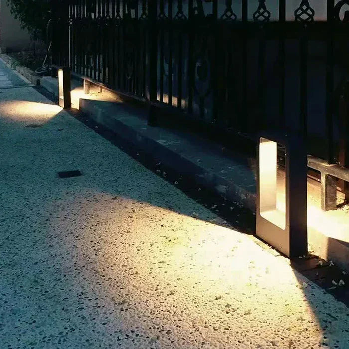 Weatherproof outdoor LED bollard light close-up of the finish