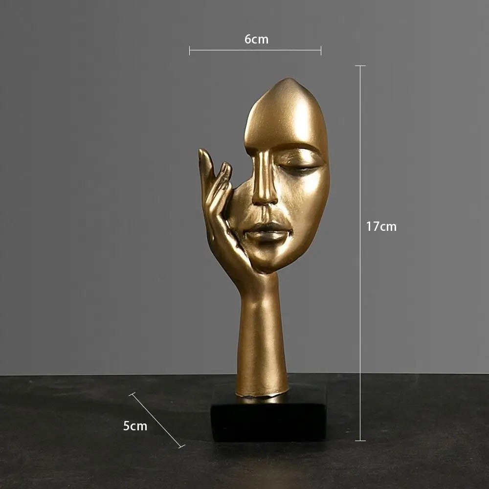 Abstract face sculpture in resin additional view