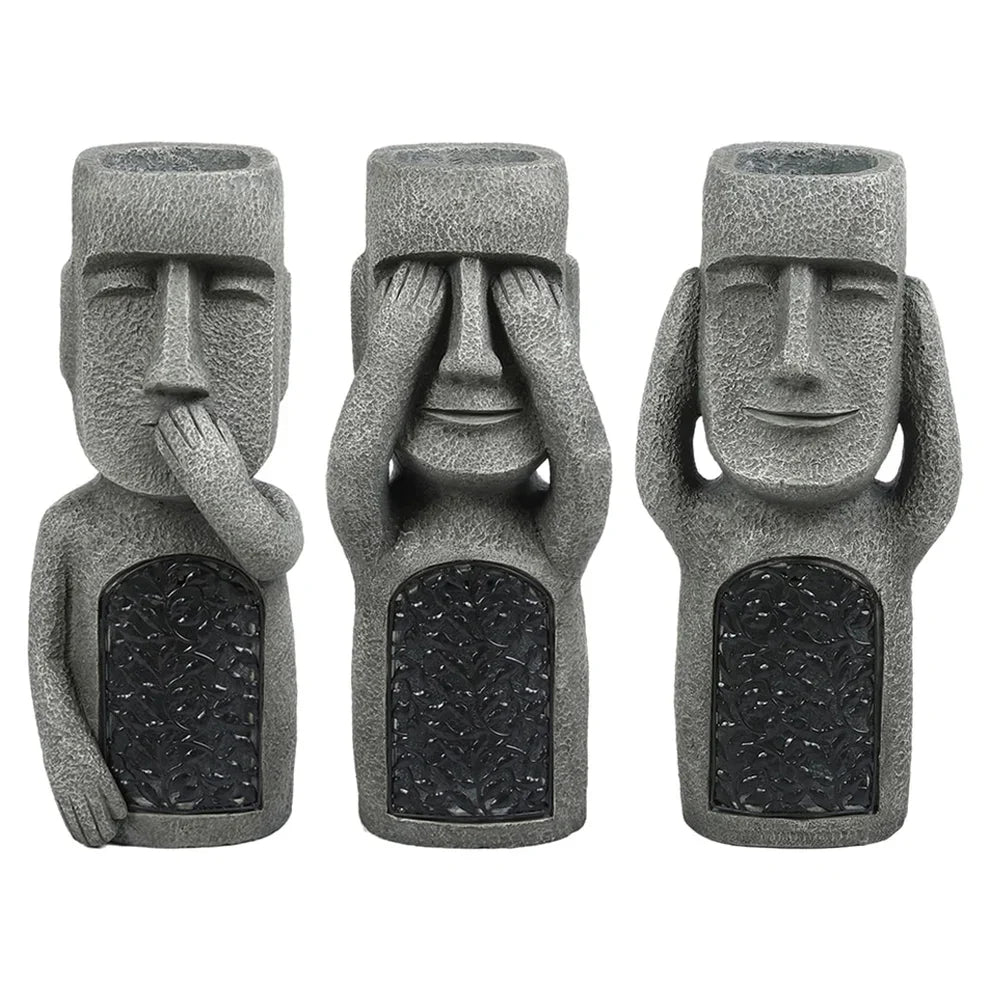 Abstract face planter with solar LED shown in use