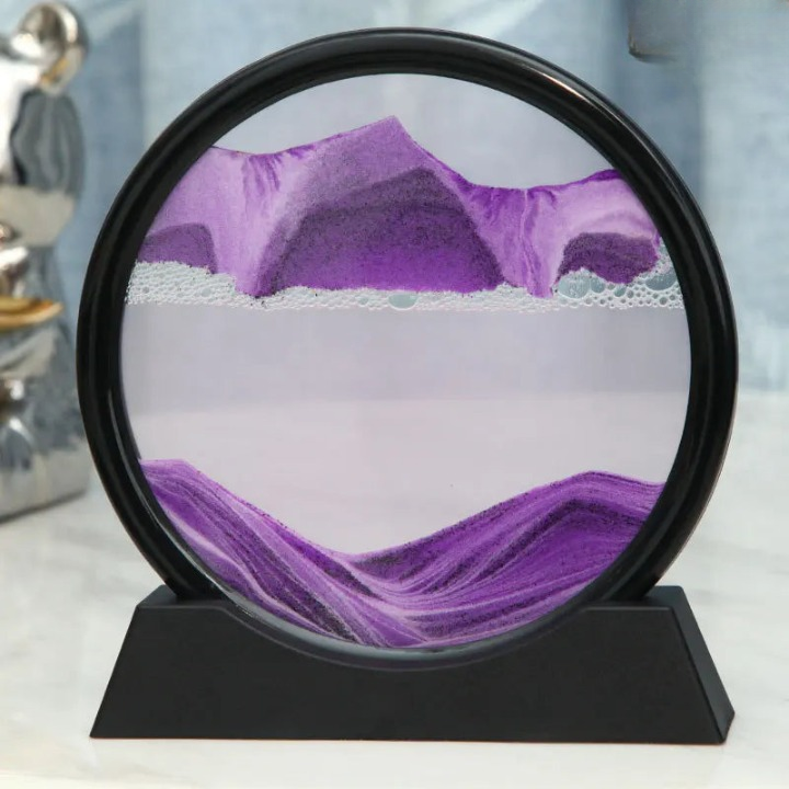 3D moving sand art glass picture shown from the side