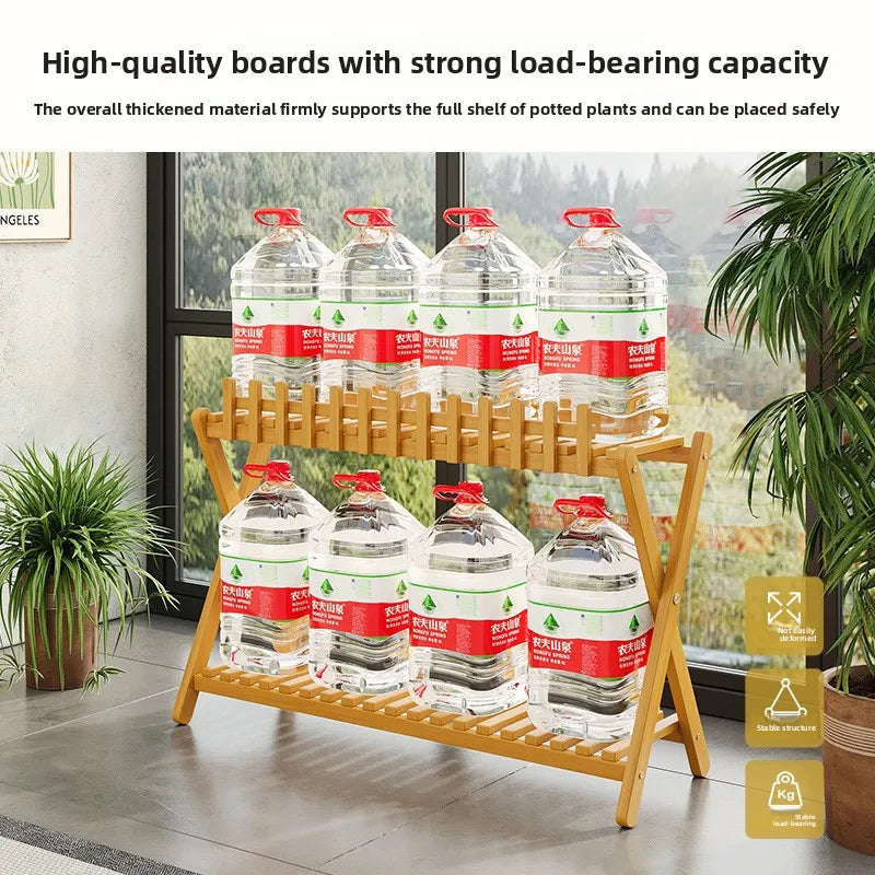 2-Tier bamboo plant stand alternative angle