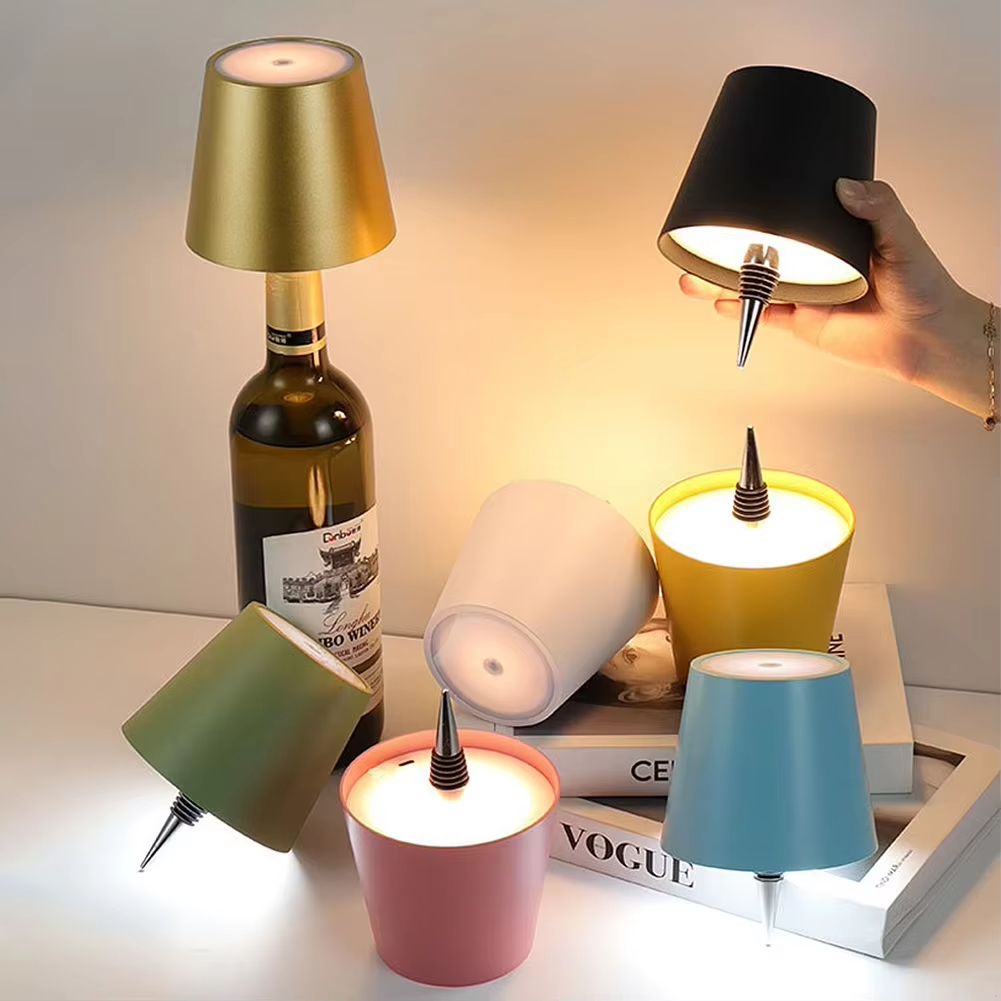 LED bottle lamp, USB rechargeable feature detail