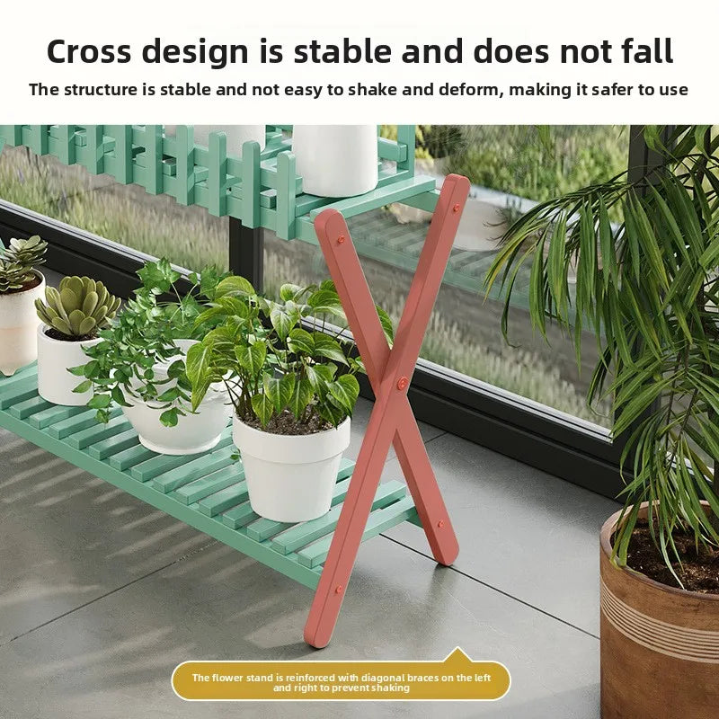 2-Tier bamboo plant stand close-up of the finish