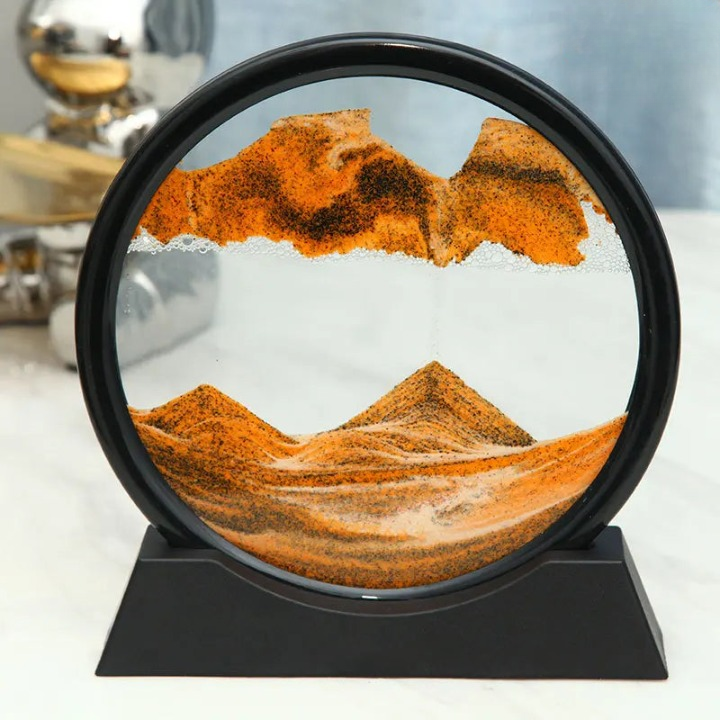 3D moving sand art glass picture in a home setting
