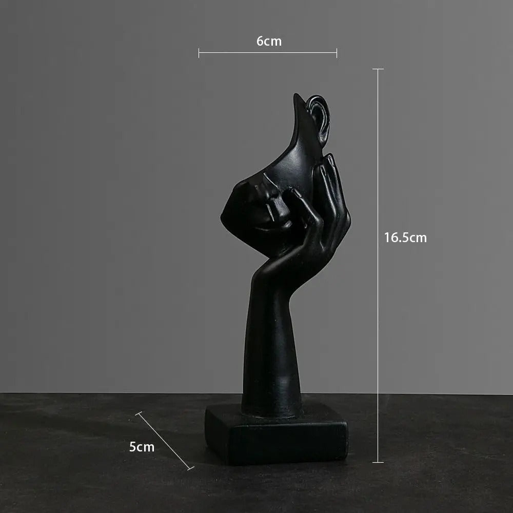 Abstract face sculpture in resin shown in use