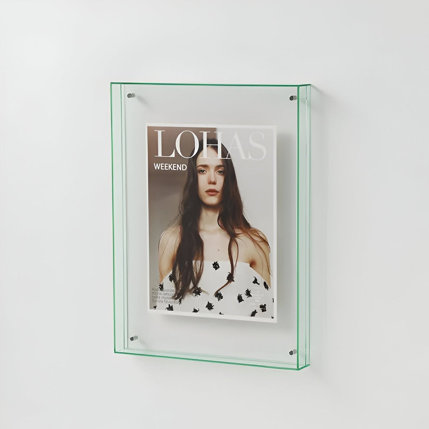 Clear acrylic floating picture frame alternative angle