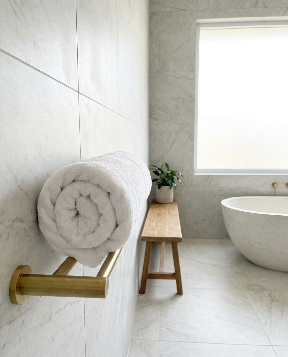 Pure White towel in bathroom