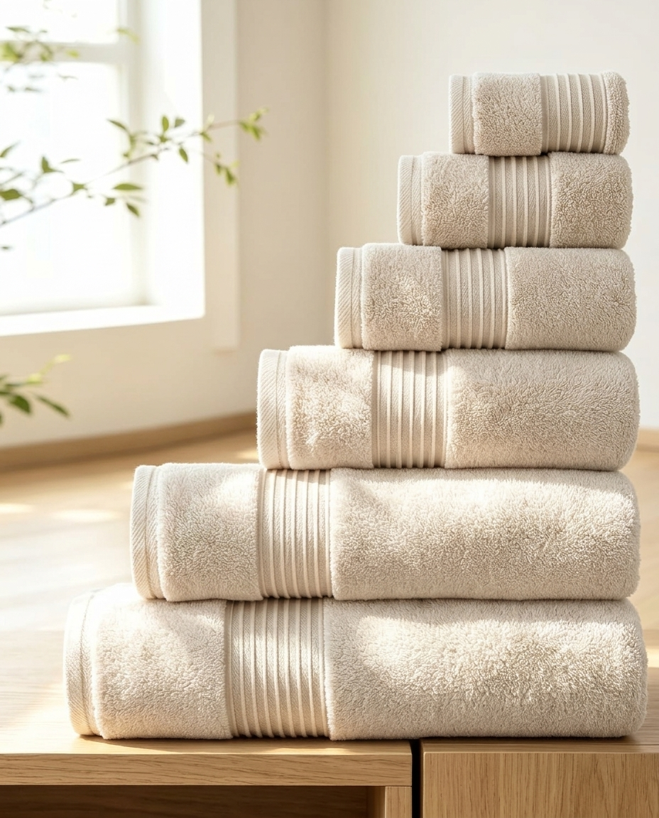 Casa & Cosy Family Towel Bundle — Beige (spa/marble)