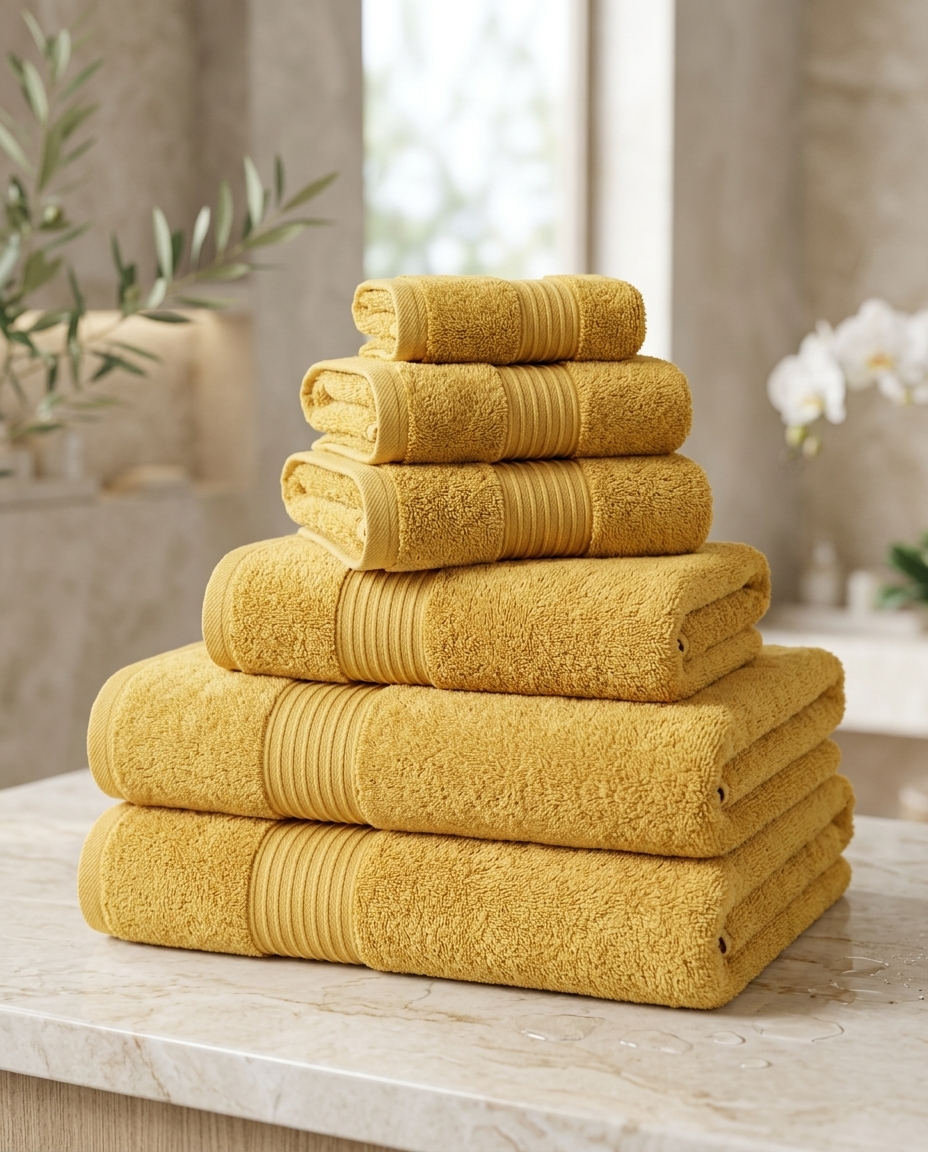 Casa & Cosy Family Towel Bundle — Yellow (spa/marble)