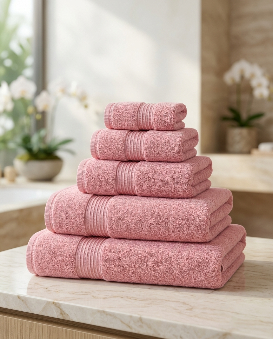 Casa & Cosy Family Towel Bundle — Pink (spa/marble)