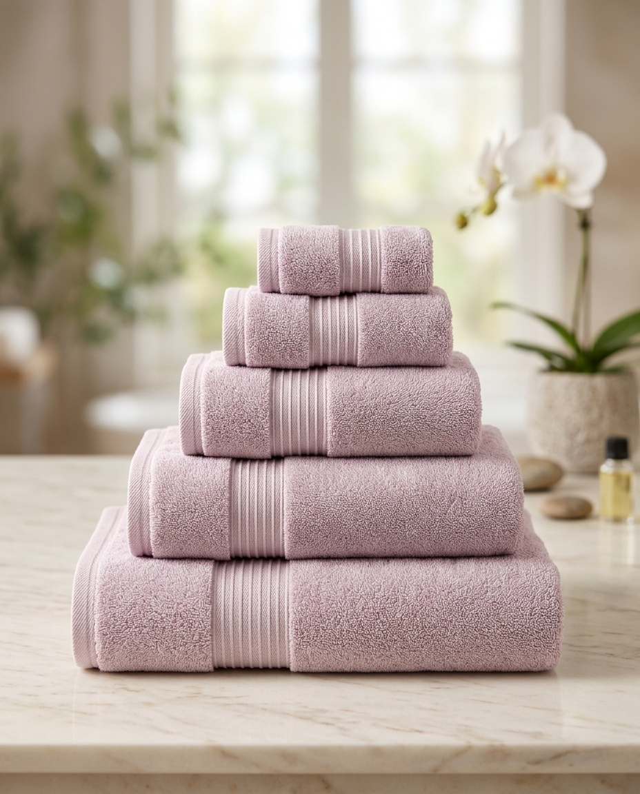 Casa & Cosy Family Towel Bundle — Soft Pink (spa/marble)
